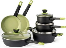 Conjunto de panelas e frigideiras Prikoi, conjunto de panelas antiaderentes, frigideiras (10 peças) - Verde comprar usado  Enviando para Brazil