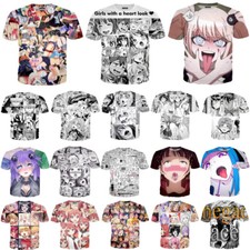 Usado, Camiseta Anime Ahegao Meninas Estampa Casual 3D Feminina Masculina Manga Curta Camiseta P-5XL comprar usado  Enviando para Brazil