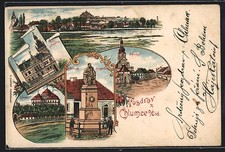 Litografia Chlumec nad Cidlinou, Zamek, Namesti, Pomnik Klicperuv 1898  na sprzedaż  Wysyłka do Poland