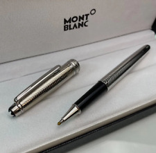 Caneta Montblanc prata clássica luxo estampa rolo {tinta preta} com caixa comprar usado  Enviando para Brazil