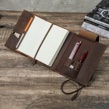 Capa de livro de couro genuíno A5 estojo para notebook cartão porta caneta organizador de papelaria comprar usado  Enviando para Brazil