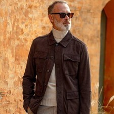 Braune wildleder lederjacke gebraucht kaufen  Berlin