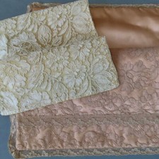 Porta-lenço de cetim antigo francês Alencon LACE + forro de bandeja de vaidade guardanapo comprar usado  Enviando para Brazil