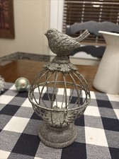Gaiola de metal pedra falsa para pássaros com pássaro no topo abre para vela ou decoração nova sem etiquetas comprar usado  Enviando para Brazil