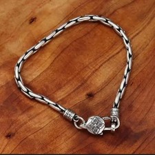 Pulseira masculina bizantina trança aço inoxidável gravada sólida 316L joias comprar usado  Enviando para Brazil