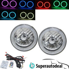 Par 7" Polegadas Redondo Multi Cor Rgb Led Smd Halo Lente Clara Farol Diamond Cut comprar usado  Enviando para Brazil