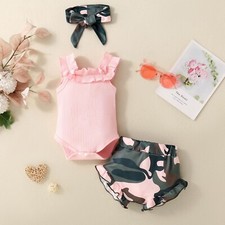 Baby Mädchen Stirnband Sommer Strampler Und Shorts Kopfschmuck Outfit Ferien comprar usado  Enviando para Brazil