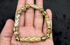 Pulseira de contas de pedra de madeira petrificada Pumtek antigas do sul da Ásia comprar usado  Enviando para Brazil
