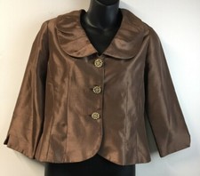 Jaqueta Jessica Howard Feminina Tamanho 6 Petite Bolero Marrom Shantung Romântica comprar usado  Enviando para Brazil