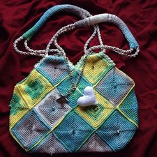 Nova Bolsa de Tricô Estilo Moda Feita à Mão 100% Algodão Prata Estrela Crochê Ajuste comprar usado  Enviando para Brazil