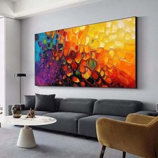 Pintura a óleo abstrata vermelha pintada à mão arte de parede decoração de sala de estar roxa comprar usado  Enviando para Brazil