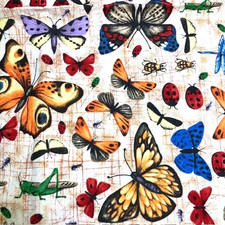 Borboletas e insetos multicoloridos 100% algodão tecido de 1 jarda para colchar ou costurar comprar usado  Enviando para Brazil