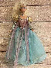 Boneca Rapunzel Barbie Mattel olhos azuis cabelo loiro original vestido azul princesa comprar usado  Enviando para Brazil