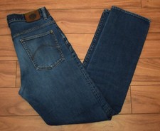 Jeans masculino azul bonito verde botão queimadura mosca perna reta tamanho W 34" L33". comprar usado  Enviando para Brazil