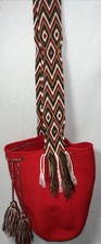 Usado, Autêntica bolsa mochila 100% Wayuu colombiana grande fio único vermelha comprar usado  Enviando para Brazil