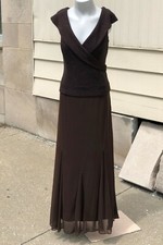Vestido sem mangas vintage Alex Evenings marrom chocolate acetato chiffon 14 comprar usado  Enviando para Brazil