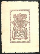 Exlibris Marques da Costa, Wappen das Engel halten  comprar usado  Enviando para Brazil