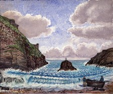 Paisagem costeira possivelmente Cornualha? Pintura antiga em aquarela - Século XIX, usado comprar usado  Enviando para Brazil