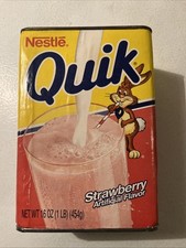 Recipiente Quik vintage da década de 1980 Nestlé morango vazio mistura de leite de coelho comprar usado  Enviando para Brazil