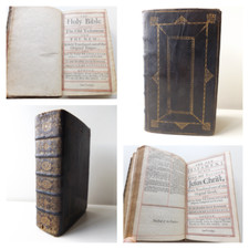 1716 KING JAMES HOLY BIBLE Printed by John Baskett ORIGINAL LEATHER BINDING comprar usado  Enviando para Brazil