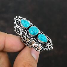Anel feito à mão de pedra preciosa prata 925 turquesa Santa Rosa tamanho 9~HT-105, usado comprar usado  Enviando para Brazil