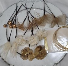 Kanzashi quimono vara de cabelo ouro branco arranjo Mizuhiki cocar com folha, comprar usado  Enviando para Brazil