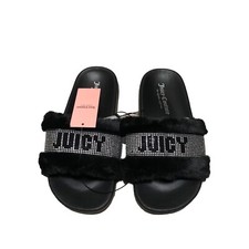 Chinelos deslizantes Juicy Couture pele sintética cristais gravidade preto feminino tamanho 7 comprar usado  Enviando para Brazil