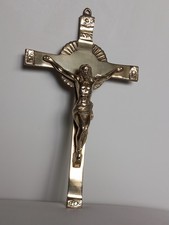 Vintage brass crucifix for sale  HALIFAX