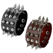 Pulseira masculina de metal punk com rebite de couro com alça larga comprar usado  Enviando para Brazil