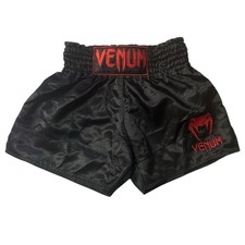 Shorts juvenil Venum clássico muay thai tamanho M preto com logotipo bordado vermelho comprar usado  Enviando para Brazil