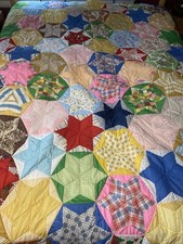Colcha feita à mão colorida padrão estrela rainha completa 80 X 89, usado comprar usado  Enviando para Brazil