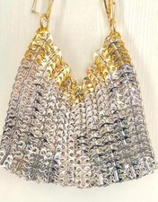 Silver & Gold Sparkle Design Metal Bag Style Paco Rabanne Large Size  comprar usado  Enviando para Brazil