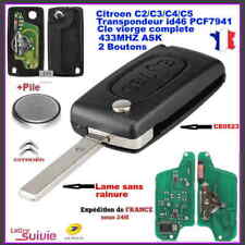 CLE VIERGE CE0523 CIRCUIT ID46 POUR CITROEN C2 C3 C4 C5  2 BOUTONS ASK 433MHZ comprar usado  Enviando para Brazil