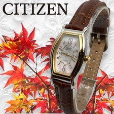Relógio Citizen Gold combinação solar feminino mostrador de concha pulseira de couro genuíno comprar usado  Enviando para Brazil