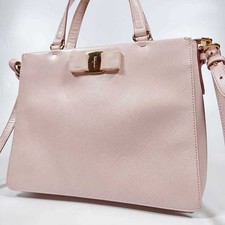 Ferragamo Vara Bolsa de Mão de Couro 2 Vias, Stacy Rosa, Grande Capacidade Usado Japão, usado comprar usado  Enviando para Brazil