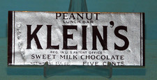 Klein's Chocolate Company, "barra de almoço de amendoim" barra de chocolate 1 2/3 oz 5¢ embalagem comprar usado  Enviando para Brazil