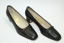 Sapatos femininos SALVATORE FERRAGAMO tamanho 5,5 Europa 36 couro preto liso S8507 comprar usado  Enviando para Brazil