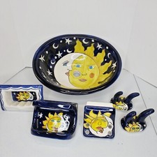 Conjunto de 6 peças de pia e banheiro folclórico mexicano Eclipse Canario lua sol estrelas pintado à mão comprar usado  Enviando para Brazil
