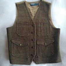 Colete Polo por Ralph Lauren pequeno marrom mistura de lã com bolsos abotoados comprar usado  Enviando para Brazil