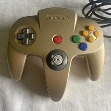 Controle oficial Nintendo 64 N64 dourado OEM autêntico NUS-005 leitura comprar usado  Enviando para Brazil
