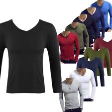 Camisas térmicas masculinas de manga comprida gola V camiseta atlética casual camada base tops, usado comprar usado  Enviando para Brazil