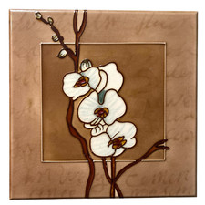 Arte de parede cerâmica relevo feita à mão azulejo branco orquídea painel de flores decoração para casa 12 pol, usado comprar usado  Enviando para Brazil