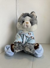 Chinelos pijama flanela olhos glitter grandes pelúcia gato cinza fábrica urso 14" 2001 comprar usado  Enviando para Brazil