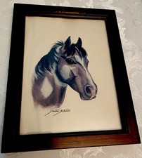 2 desenhos coloridos vintage cavalo impressão emoldurada por Sharon Blaine assinado 6 X 8” 1988 comprar usado  Enviando para Brazil