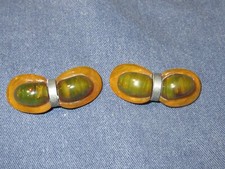 2 clipes de sapato vintage BAQUELITE? - Verde e caramelo com tom de prata 1 3/4 x 1/2 pol comprar usado  Enviando para Brazil