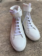 Tênis Armani Jeans AJ masculino couro branco alça alta logotipo tamanho 10, usado comprar usado  Enviando para Brazil