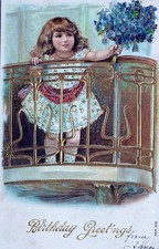 Cartão postal de aniversário de aniversário de menina com flores na varanda comprar usado Cartão postal de aniversário de aniversário de menina com flores na varanda comprar usado  Enviando para Brazil