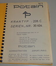 Manuale istruzioni potain usato  Spedire a Italy