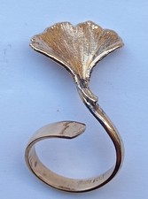 Vergoldeter Design-Ring aus 925 Silber –Ginkgo-Blattform –FDJ 925 S/Vintage-Stil, usado comprar usado  Enviando para Brazil