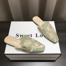 Usado, Chinelos femininos Mules biqueira pontiaguda bordada mocassins casuais salto baixo sapatos planos comprar usado  Enviando para Brazil